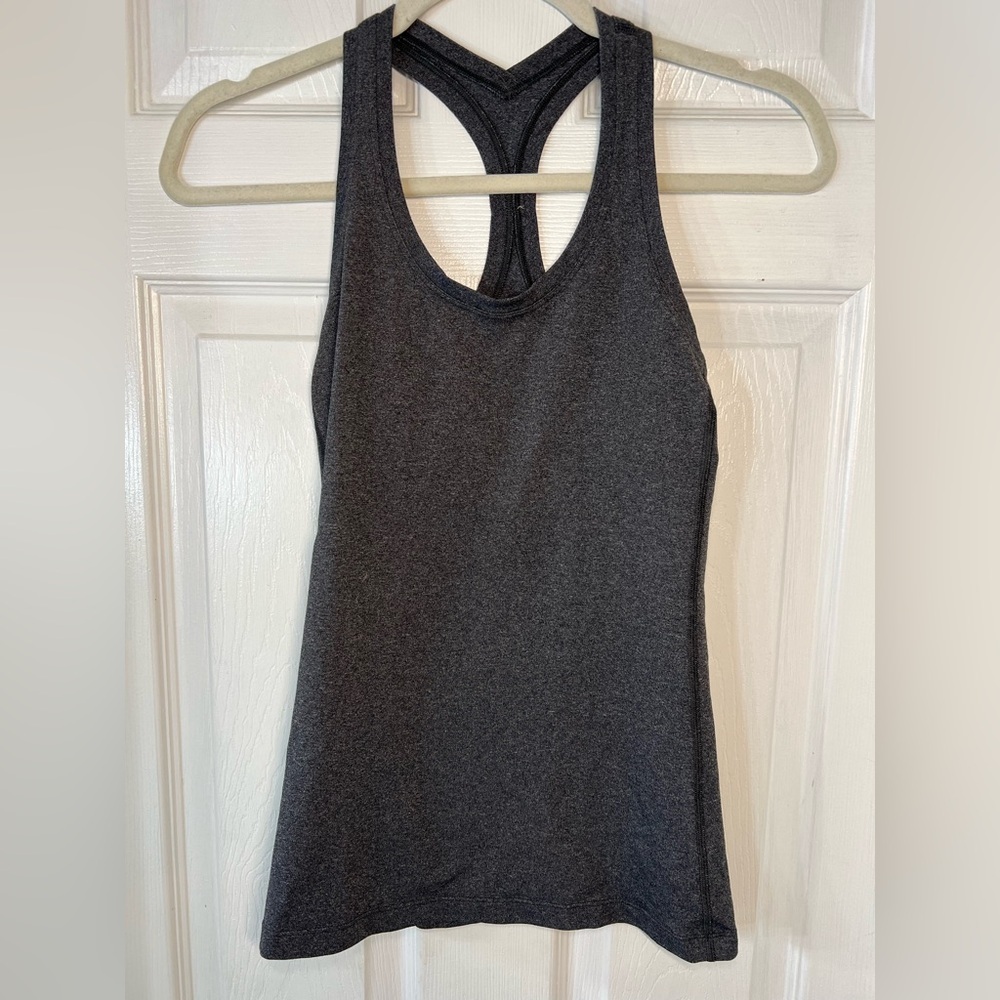 Lululemon Womens Athletic Tank Shirt Small Gray/Black‎ Racerback Activewear